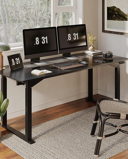 SANODESK 4-Leg Standing Desk, Electric Height Adjustable Desk with Memory Presets for Home Office, Stand up Desk Computer Workstation, 71x32 Inches Black