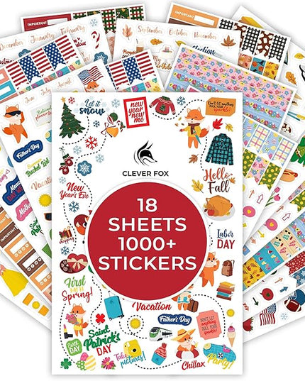 Clever Fox Seasonal Planner Stickers – 600+ Month, Holiday, Washi Tape & Seasons Stickers for Monthly Journal & Calendar – 18 Sheets (Seasonal Pack)