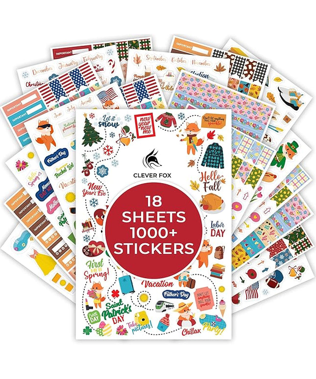 Clever Fox Seasonal Planner Stickers – 600+ Month, Holiday, Washi Tape & Seasons Stickers for Monthly Journal & Calendar – 18 Sheets (Seasonal Pack)