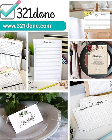 321Done To Do List Notepad 2-Pack, 3.7 x 8.5 (1/3 Sheet Slim Handheld Size) - Made in USA, Simple Stylish To-Dos Memo Pad for Planning, Tasks, Appointments, Reminders, Home, Office - Wide-Ruled