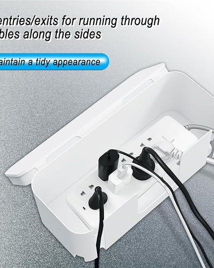 Power Strip Cover Box - Hide Power Strip for TVs and Computers, Electrically Safe Cord Organizer Box, Cord Box Crafted from Durable ABS Material (2pack,White)