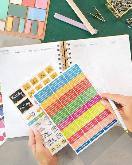Clever Fox Teacher Planner Spiral – School Year Planner with Calendars & Lesson Plans – Teacher Plan Book for Classroom & Homeschool Organization - Undated, 7.9x10″ (Amber Yellow)