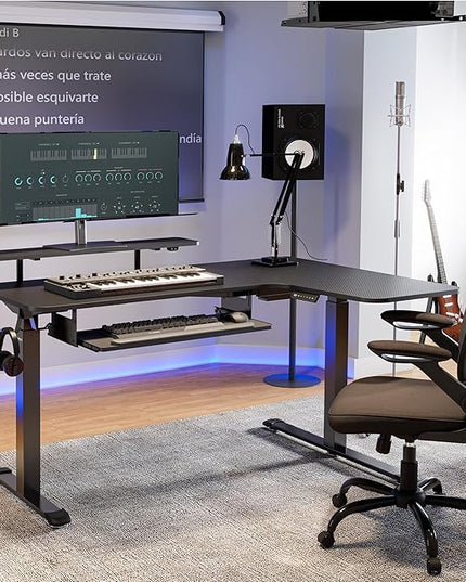 EUREKA ERGONOMIC Standing Desk (61"x43")- L Shaped Desk with Keyboard Tray Adjustable Height Sit Stand Computer Desk Corner Gaming Ergo Desk w Memory Presets, Monitor Stand, LED/USB/Dual Motor, Right