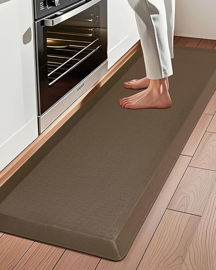 Anti Fatigue Kitchen Mats for Floor, Brown 9/10 Extra Thick Cushioned Standing Desk Mat, Comfort Memory Foam Ergonomic Kitchen Rugs and Mats Non-Slip Waterproof for Office, Kitchen, Sink, 20" x 48"