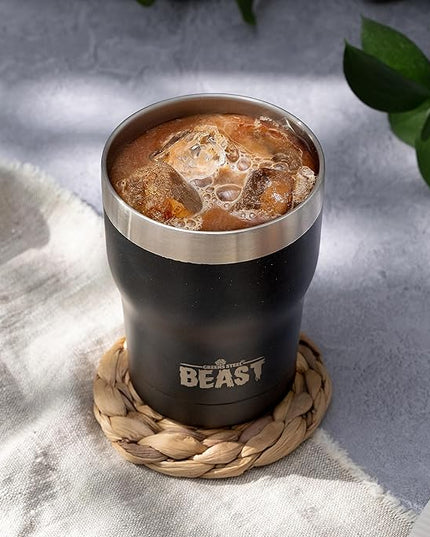 Beast 10 oz Tumbler Stainless Steel Vacuum Insulated Coffee Ice Cup Double Wall Travel Flask (Matte Black)