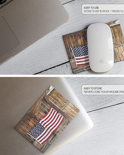 Adhesive Mouse Pad - Peel and Sticks to Any Surface - Easy Stick On Mouse Pad, Sticky for Any Surface - Excellent Tracking - USA Heartland