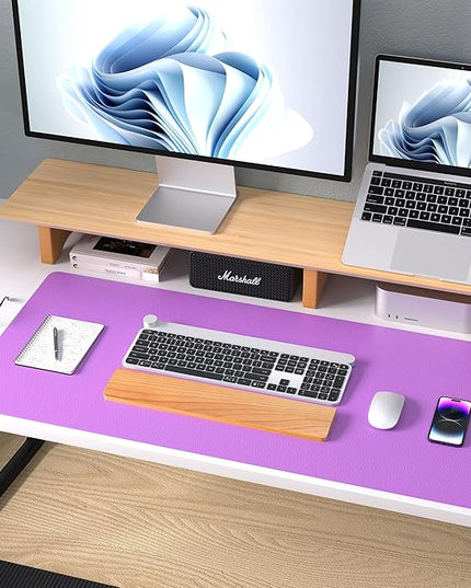 Aothia Leather Desk Pad Protector, Mouse Pad, Office Desk Mat, Non-Slip PU Leather Desk Blotter, Laptop Desk Pad, Waterproof Desk Writing Pad for Office and Home (36" x 17", Iris Violet)