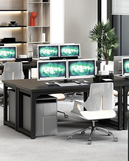 NSdirect 63 inch Computer Desk,Modern Simple Style PC Table Office Desk Wide Workstation for Study Writing,Gaming and Home Office,Extra 1" Thicker Wooden Tabletop and Black Metal Frame,Black