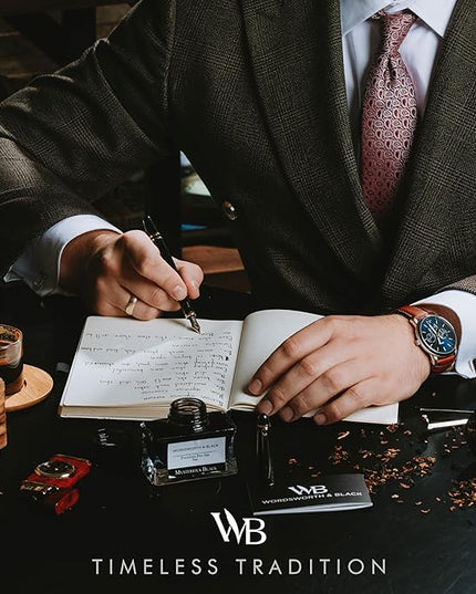 Wordsworth & Black Majesti Fountain Pen-(Black) Luxury Case, 24K Gold Finish; 18K Gilded Extra Fine Nib- Ink Cartridges, Refillable Ink Converter-Calligraphy Pen-Best Business Gift Set for Men & Women