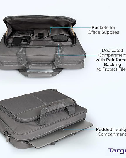 Targus Classic Slim Laptop Bag - Ergonomic Briefcase and Messenger Bag - Spacious Foam Padded for Laptops and Under