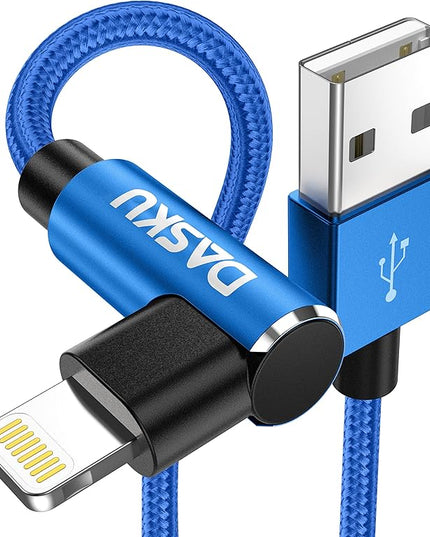 90 Degree iPhone Charger 10FT 2Pack [MFi Certified] USB Lightning Cable 10 Foot Right Angle Nylon Braided Apple Charging Cord Compatible with iPhone 14/13/12/11/Pro/Max/Mini/X/Plus/8/7/6/5/Plus/iPad