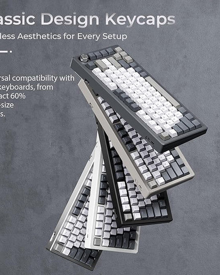 OHY XVX Shine Through Keycaps -133 Keys Cherry Profile Double Shot PBT Keycaps Compatible for 60%/75%/100% Retro Gaming Mechanical Keyboard-Milk Light Gray