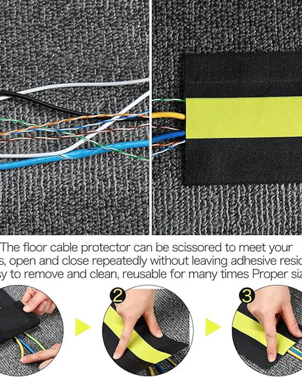 WILLBOND Carpet Cord Cover Cable Protector Floor Cover Cable Protector Management Only for Commercial Office Carpet(19.69 ft,Black and Yellow)