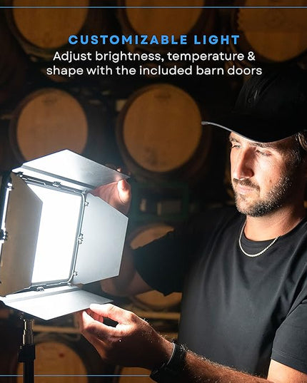 Lume Cube Studio Panel 2-Point Lighting Kit | Edge Lit LED Bicolor Light Panels 3200k - 5600k | Rechargeable Lithium Battery, Adjustable Color, Brightness, 70" Stands, Wireless Remote Included