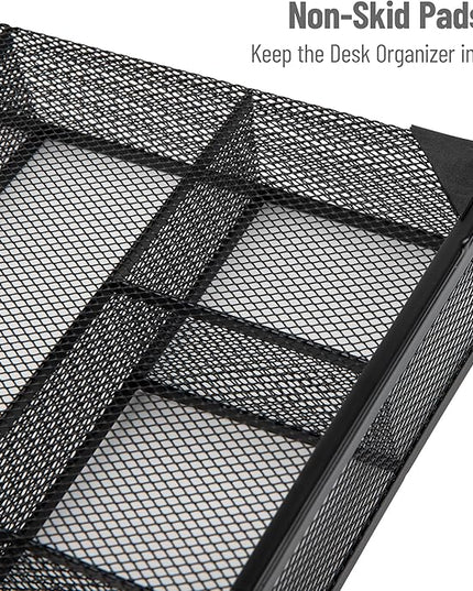 Mind Reader Drawer Organizer, Desk Org, Utensil Organizer, Office, Kitchen, Metal Mesh, Set of 2, Black
