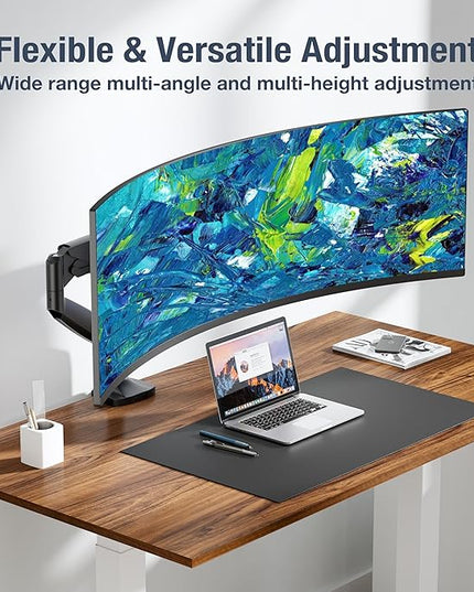 AVLT Single 17"-45" Monitor Arm Desk Mount Premium Mechanical Spring fits One Flat/Curved/Ultrawide Monitor Full Motion Height Swivel Tilt Rotation Adjustable, Black