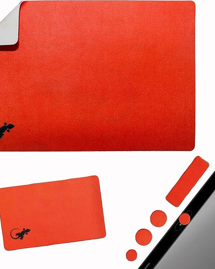 Mouse Pad Adhesive Bottom - Sticks to Any Surface - Portable - Webcam Covers and Screen Cleaner Included (Red)