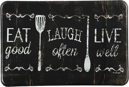 J&V TEXTILES Anti Fatigue Cushioned Comfort Mat, Ergonomically Durable, Supportive, Padded, Thick and Washable, Stain-Resistant, Kitchen, Garage, Office Standing Desk Mats (Eat Laugh Live)*