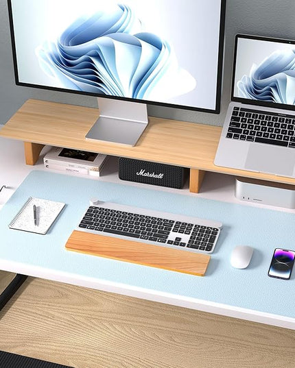 Aothia Leather Desk Pad Protector, Mouse Pad, Office Desk Mat, Non-Slip PU Leather Desk Blotter, Laptop Desk Pad, Waterproof Desk Writing Pad for Office and Home (31.5" x 15.7",Baby Blue)