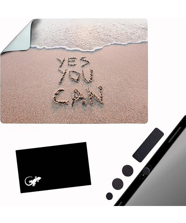 Mouse Pad Adhesive Bottom - Sticks to Any Surface - Portable - Webcam Covers and Screen Cleaner Included (YES You CAN)