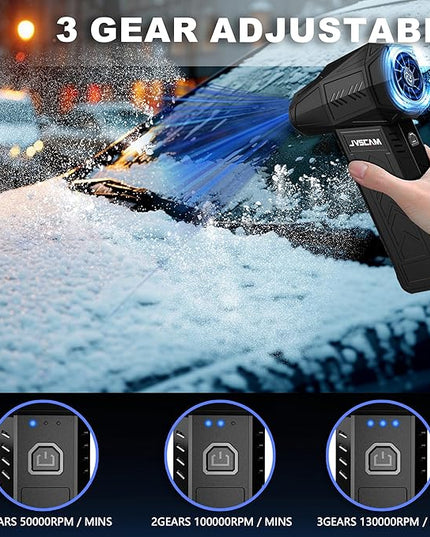 Compressed Air Duster - 180,000 RPM Electric Air Duster - with Brushless Motor, 3-Gear Adjustable Air Duster - for Keyboard, PC, Car, Air Bed, and Home Cleaning (X11)