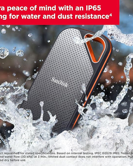 SanDisk 2TB Extreme PRO Portable SSD - Up to 2000MB/s - USB-C, USB 3.2 Gen 2x2, IP65 Water and Dust Resistance, Updated Firmware - External Solid State Drive - SDSSDE81-2T00-G25