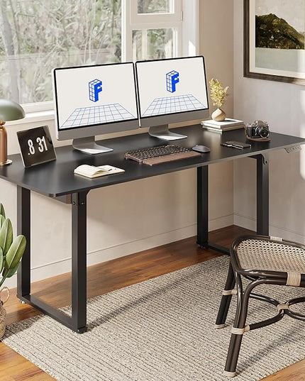 FLEXISPOT 4 Leg Standing Desk 71 x 32 Inch Electric Adjustable Height Sit Stand Desk with Splice Board Home Office Desk, Black Top + Black Frame