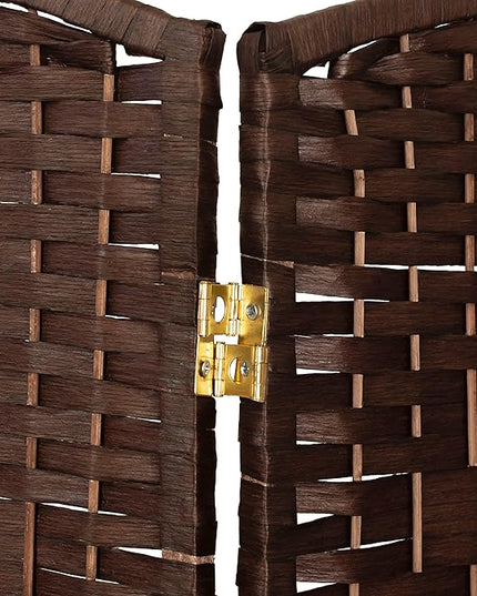 Red Lantern 3 ft. Short Diamond Weave Fiber Folding Screen - Dark Mocha - 6 Panel