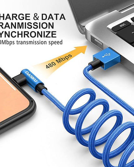 90 Degree iPhone Charger 10FT 2Pack [MFi Certified] USB Lightning Cable 10 Foot Right Angle Nylon Braided Apple Charging Cord Compatible with iPhone 14/13/12/11/Pro/Max/Mini/X/Plus/8/7/6/5/Plus/iPad