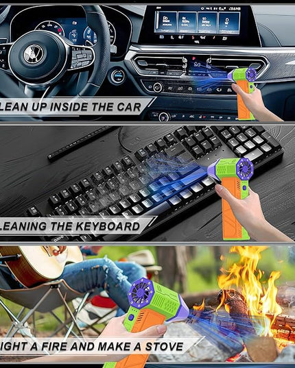 SDFM Compressed Air Duster - Electric Air Duster with Built in Brushless Motor,130,000RPM, 3-Speed Adjustable Air Blower - Suitable for Keyboard, Computer, car, and Home Cleaning (X3) (Max-Colorful)