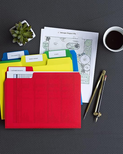 Smead SuperTab Poly Plastic File Folders for Documents, Set of 12 Plastic Folders, 1/3-Cut Tabs, File Folders Letter Size, Assorted Primary Colors, Office Supplies, School Supplies (10516)