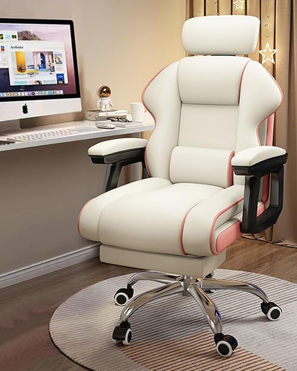 Executive Computer Chair Home Office Desk Chair,Adjustable Angle, Ergonomic Adjustable Height PU Leather Chairs with Cushions Armrest for Long Time Seating-High Office Chair with Footrest