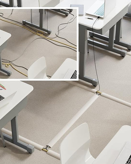 D-Line 6ft Floor Cord Cover, Cable Protector, Hide Extension Cords, Protect Cords, Prevent Cable Trips, Heavy Duty Cord Hider - Cable Cavity = 0.63" (W) x 0.31" (H) - Beige