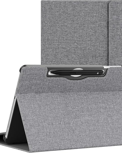 Tablet Case for 2025 New Microsoft Surface Pro 1st Edition 12-inch, PU Leather & Hard Shell Laptop Protective Cover with Multi-Angle Built-in Kickstand & Pen Holder (Grey)