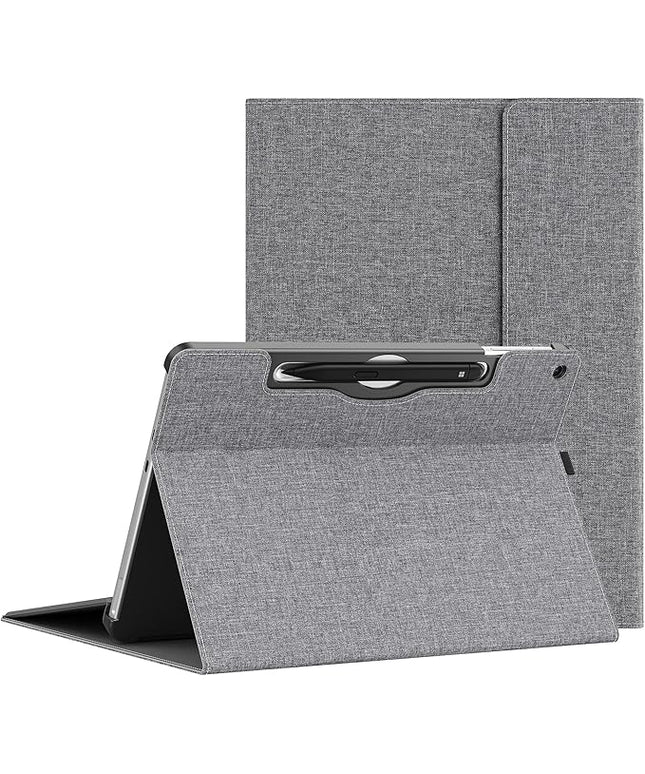 Tablet Case for 2025 New Microsoft Surface Pro 1st Edition 12-inch, PU Leather & Hard Shell Laptop Protective Cover with Multi-Angle Built-in Kickstand & Pen Holder (Grey)
