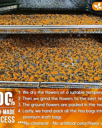FreshDrinkUS, Premium 135 Calendula Tea Bags, 100% Natural and Pure Calendula Flowers, Eco-conscious Tea Bags. Herbal Tea. No Sugar, No Caffeine, No Gluten, Vegan.