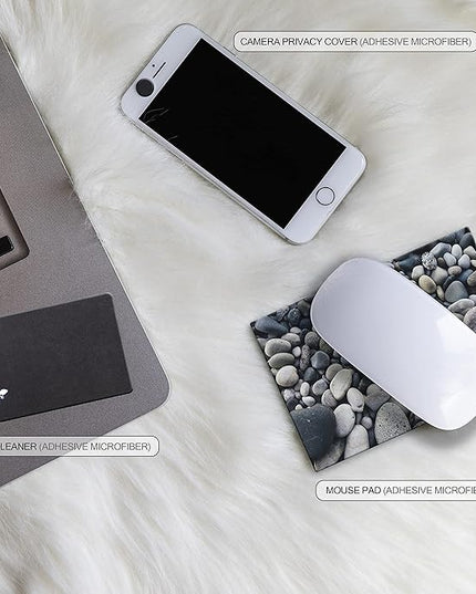 Adhesive Mouse Pad - Peel and Sticks to Any Surface - Travel Mouse Pad, Sticky for Any Surface - Excellent Tracking - River Rocks