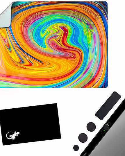 Mouse Pad Adhesive Bottom - Sticks to Any Surface - Portable - Webcam Covers and Screen Cleaner Included (Color Swirl)