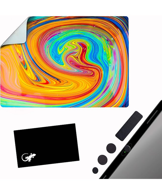 Mouse Pad Adhesive Bottom - Sticks to Any Surface - Portable - Webcam Covers and Screen Cleaner Included (Color Swirl)
