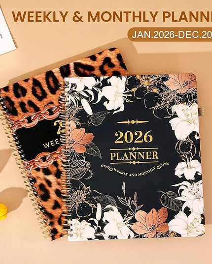 2026 Planner Weekly and Monthly Daily Calendar Planners 8.5 x 11, Jan 2026-Dec 2026, Hard Cover Large Yearly Agenda with Stickers & Tabs for Women Work Home- Green Floral
