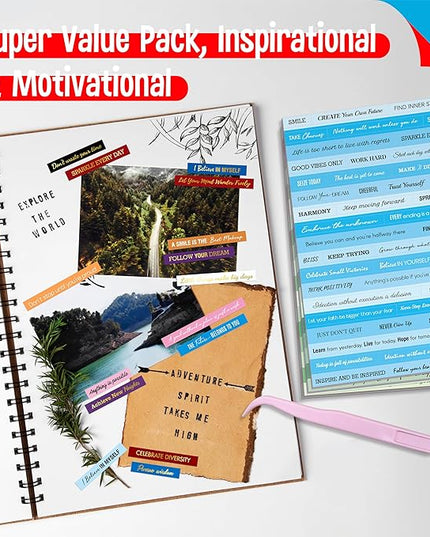 2398PCS Quote Stickers, Gold Foil Word Phrase Stickers for Junk Journal, Pre-Cut Motivational Inspirational Small Talk Labels for Scrapbook, DIY Craft Card Making (50 Sheets)