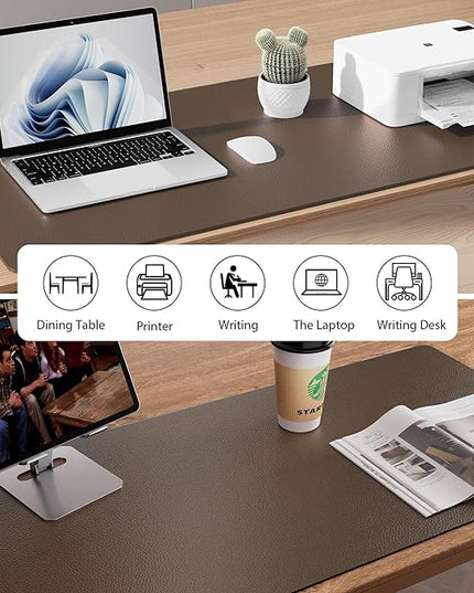 Aothia Leather Desk Pad Protector, Office Mat, Large Mouse Pad, Non-Slip PU Leather Blotter, Laptop Desk Pad, Waterproof Writing Pad for Office and Home (Coffee, 31.5" x 15.7")