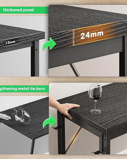 Gaming Desk with Power Outlets & Storage Bag and LED Lights, L Shaped Desk with 0.95 Inch Thicker Desktop, Reversible Computer Desk for Home Office, Study Room, Living,Bedroom, Black