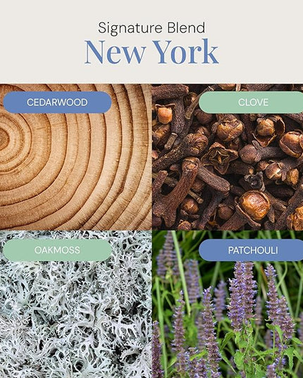New York Aroma Oil, Essential Oils Blend for Diffusers & Scent Machines, Elegant Cedarwood & Spicy Clove, Aromatherapy, Cold Air Diffuser Compatible, 300 mL