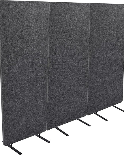 ReFocus™ Raw Freestanding Acoustic Room Divider 3 Pack – Reduce Noise and Visual Distractions with This Lightweight Room Separator (Ash Gray, 24" X 62")