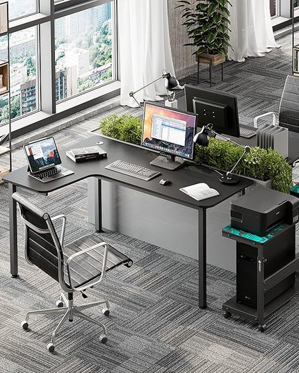 EUREKA ERGONOMIC 60 Inch Black Corner L Shaped Computer Desk, Home Office Gaming Study Work Writing Table Long Large Sturdy Workstation Simple Modern with Metal Legs, Left Side