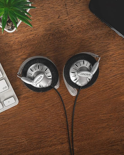 Koss KSC75 Portable On-Ear Clip Headphones, Retro Style, Ultra Lightweight, Silver and Black