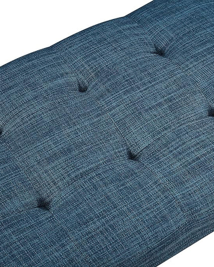 Amazon Basics Modern Haraden Upholstered Button-Tufted Bench, Blue, 16 x 44 x 17 in
