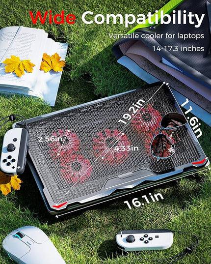 AICHESON Laptop Cooling Pad for 17.3" Notebook, Red 5 Fans