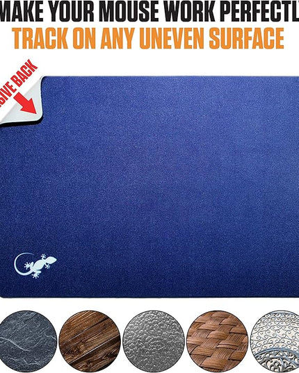 Mouse Pad Adhesive Bottom - Sticks to Any Surface - Portable - Webcam Covers and Screen Cleaner Included (Navy)